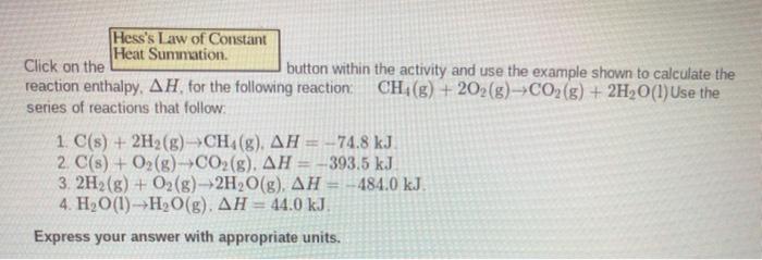 Solved Hess's Law Of Constant Heat Summation. Click On The | Chegg.com