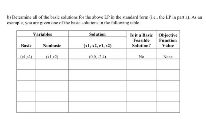 Solved b) Determine all of the basic solutions for the above | Chegg.com