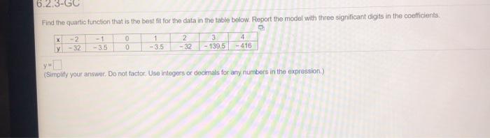 Solved Find The Cubic Function That Models The Data In The Chegg Com