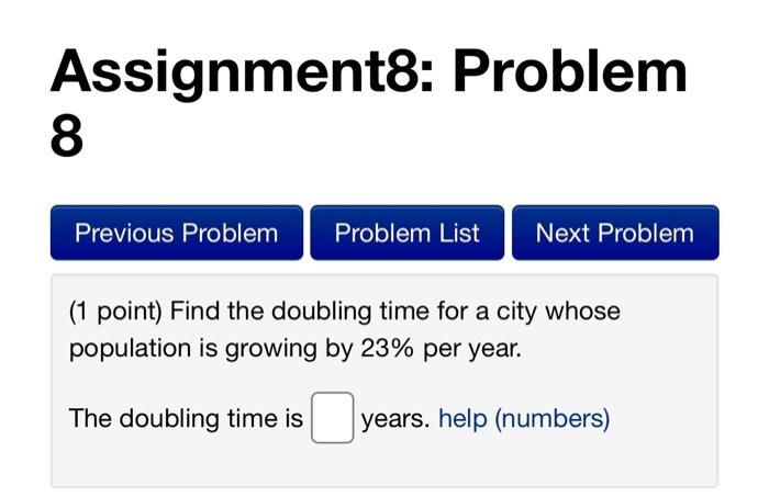 Solved Assignment8: Problem 8 Previous Problem Problem List | Chegg.com