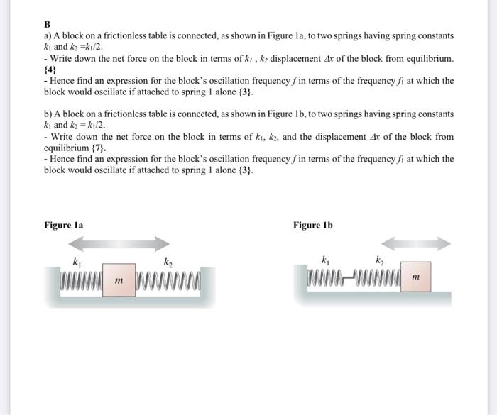 Solved B a) A block on a frictionless table is connected, as | Chegg.com
