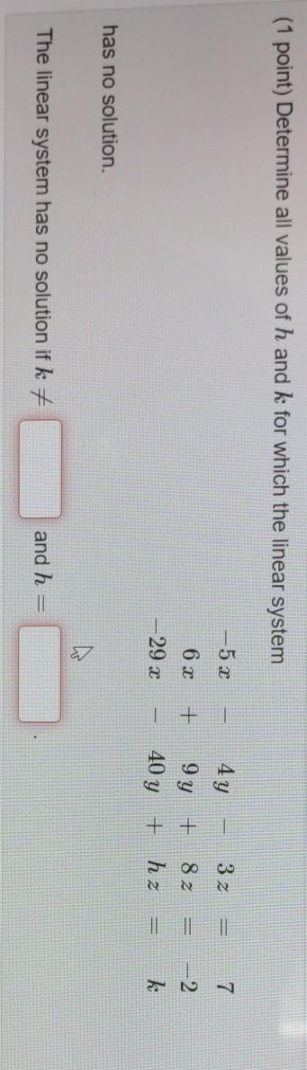 Solved a question that I am stuck on for linear algebra, | Chegg.com