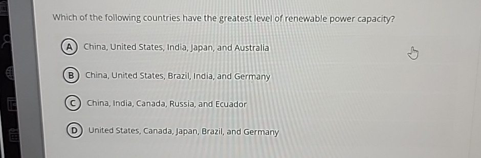 Solved Which of the following countries have the greatest | Chegg.com