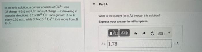 Solved In an ionic solution, a current consists of Ca2+ ions | Chegg.com