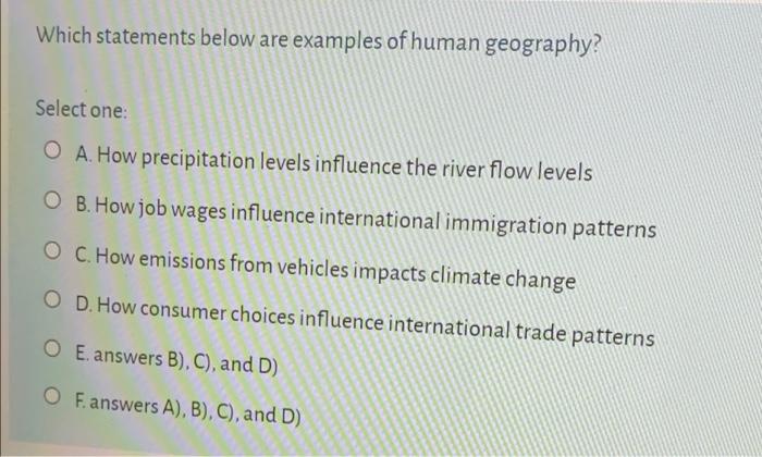 what are some examples of human geography