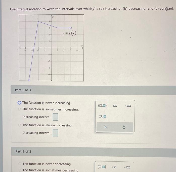 Solved Use interval notation to write the intervals over | Chegg.com