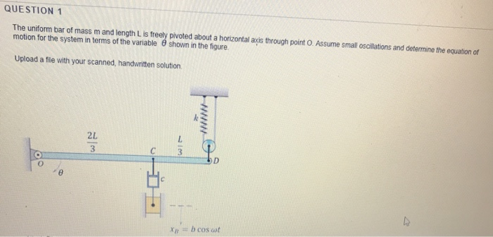 Solved QUESTION 1 The uniform bar of mass m and length L is | Chegg.com