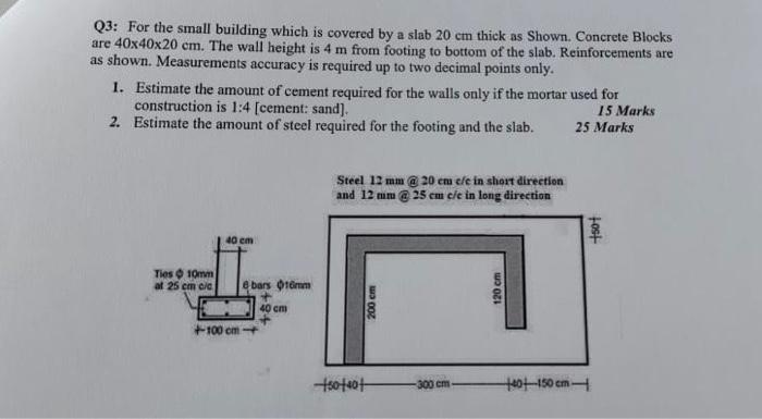 Solved Q3: For The Small Building Which Is Covered By A Slab 