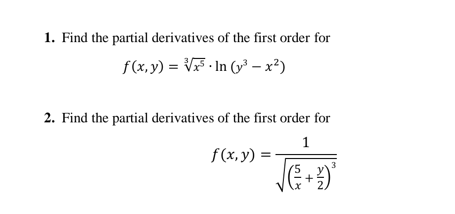 Solved Find the partial derivatives of the first order | Chegg.com