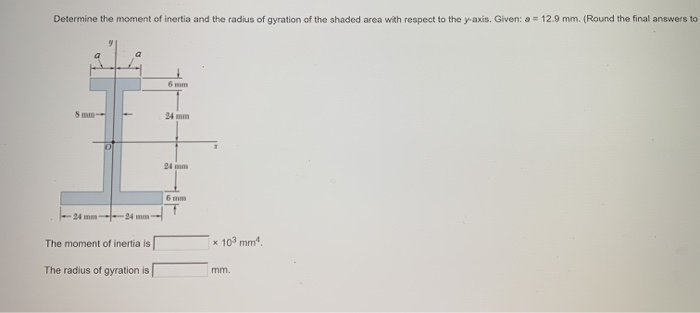 Solved Determine the moment of inertia and the radius of | Chegg.com