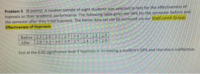 Solved Problem 5 [8 points] A random sample of eight | Chegg.com