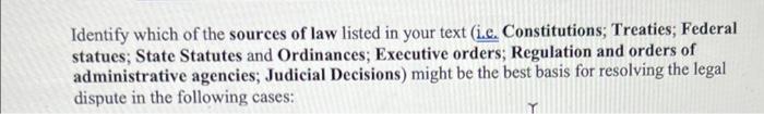 Solved Identify Which Of The Sources Of Law Listed In Your | Chegg.com