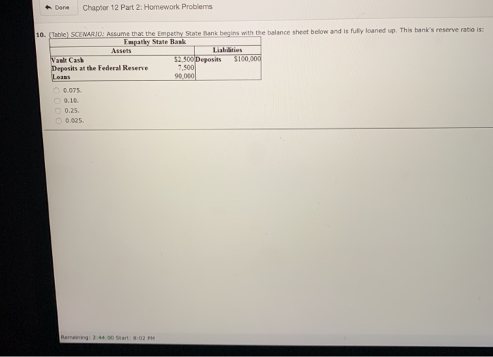 Solved Chapter 12 Part 2: Homework Problems Done 8. The 12 | Chegg.com