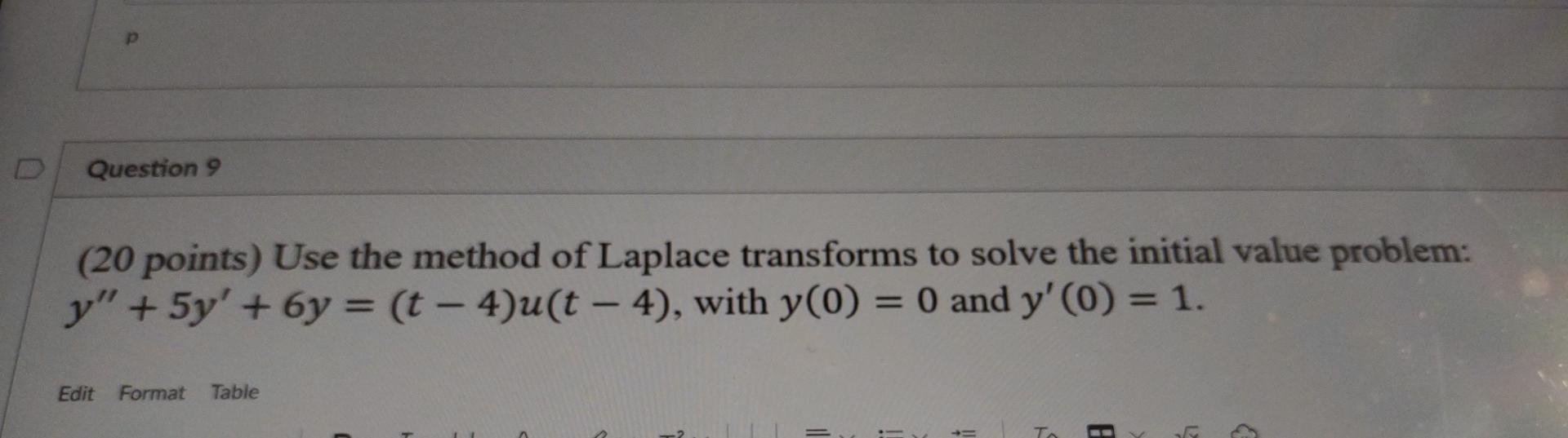 Solved p Question 9 (20 points) Use the method of Laplace | Chegg.com