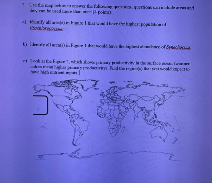Solved 2. Use the map below to answer the following | Chegg.com