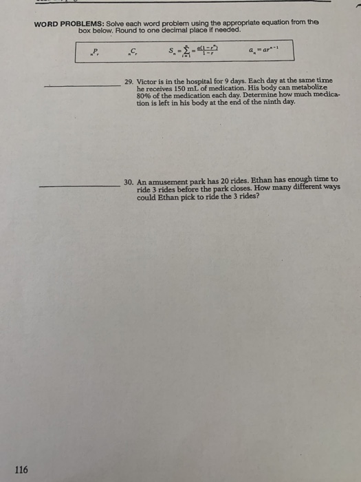 Solved WORD PROBLEMS: Solve each word problem using the | Chegg.com