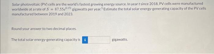 Solved Solar photovoltaic (PV) cells are the world's fastest | Chegg.com