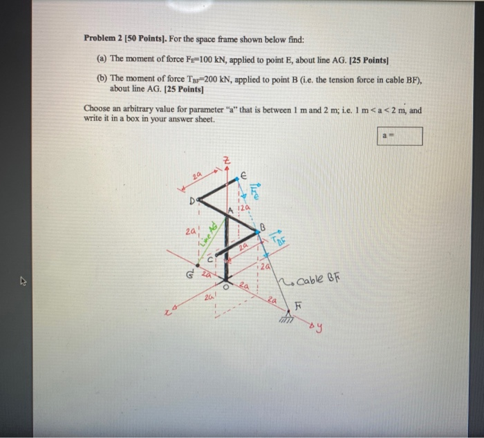 Solved Problem 2 [50 Points). For the space frame shown | Chegg.com