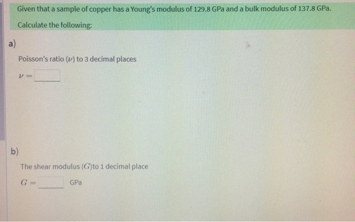 Calculated bulk modulus (B in GPa), shear modulus (G in GPa