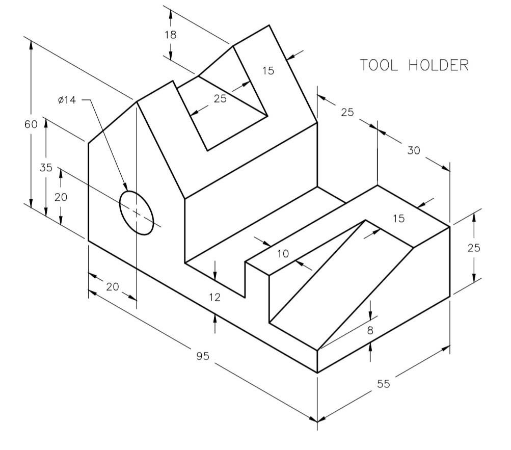 Solved draw front, top and right side in autocad | Chegg.com