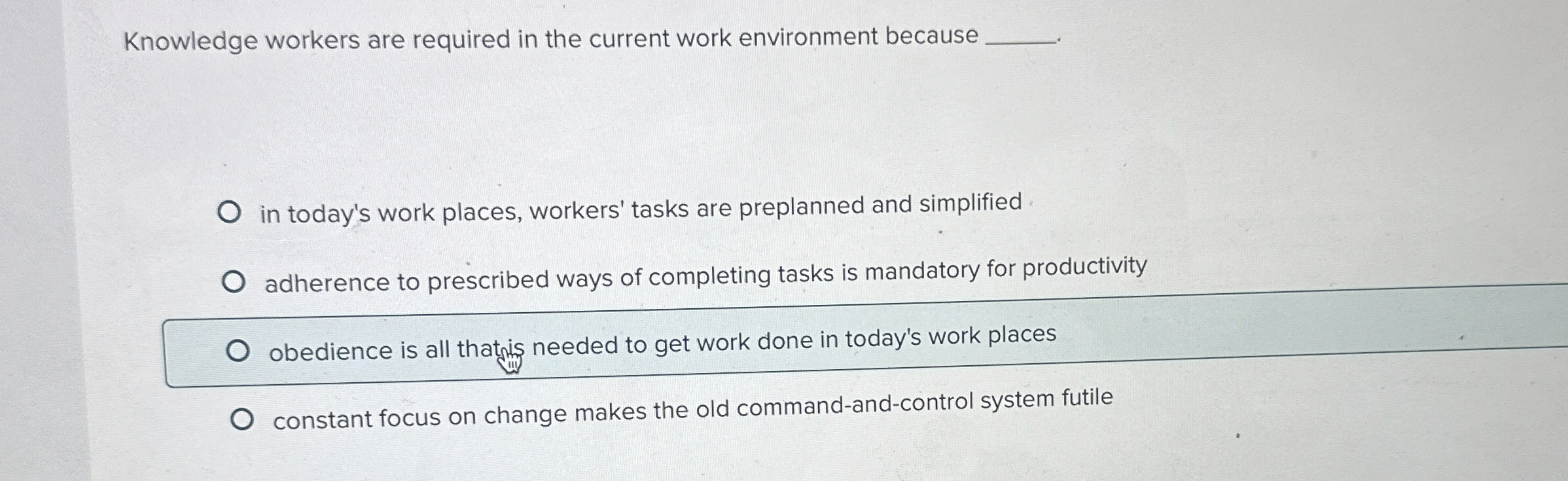 Solved Knowledge workers are required in the current work | Chegg.com