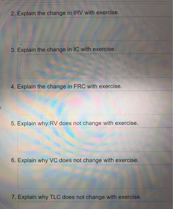 Solved 2. Explain the change in IRV with exercise. 3.