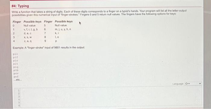 Solved #4: Typing Write a function that takes a string of | Chegg.com