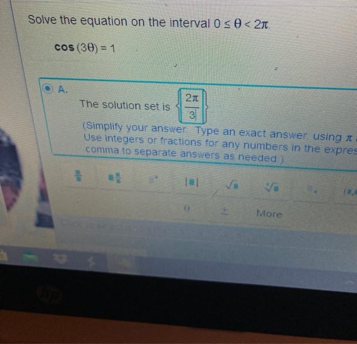 Solved Solve the equation on the interval 0 | Chegg.com