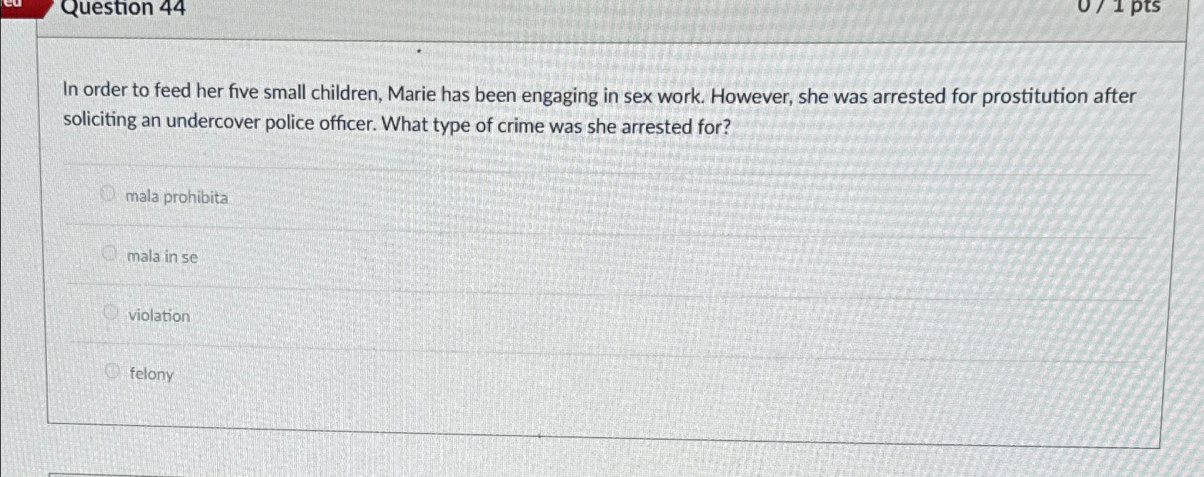 Solved Question 44In order to feed her five small children, | Chegg.com