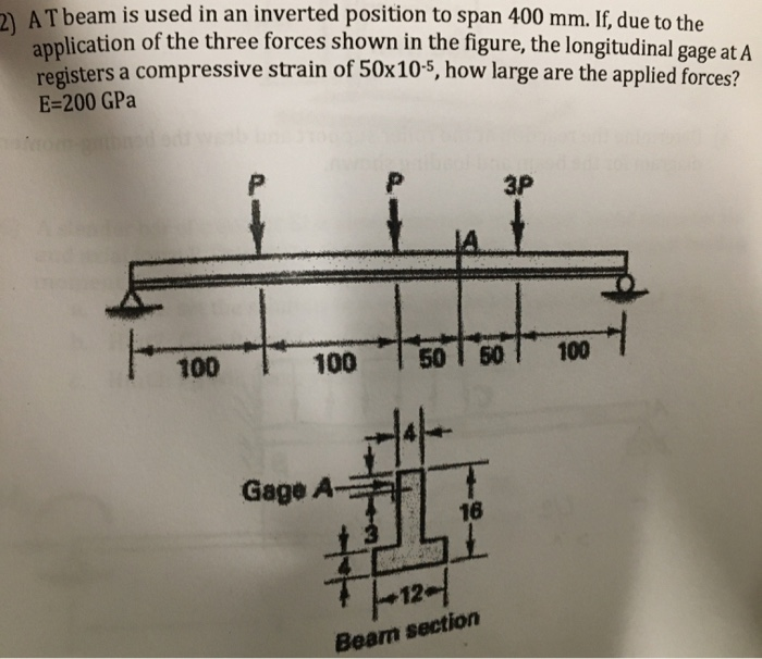 Solved AT beam is used in an inverted position to span 400 | Chegg.com