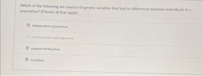 Solved Which of the following are sources of genetic | Chegg.com