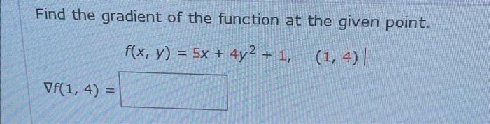 Solved Find the gradient of the function at the given point. | Chegg.com