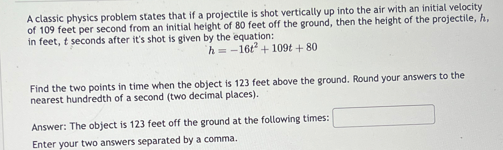 Solved A classic physics problem states that if a projectile | Chegg.com