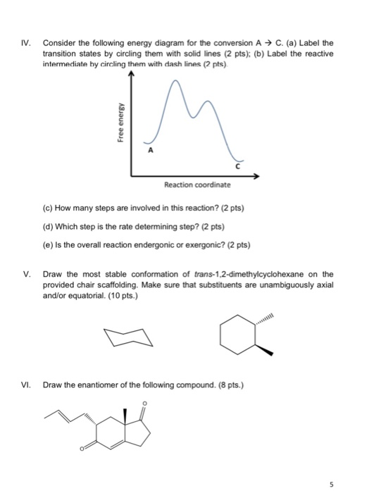 Solved IV. Consider the following energy diagram for the | Chegg.com
