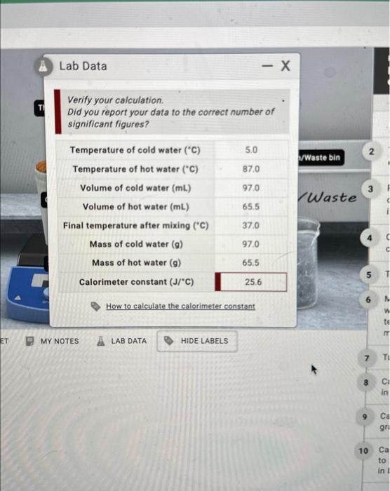 Solved Lab Data −x Verify your calculation. Did you report | Chegg.com