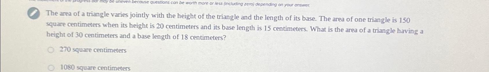 area of a triangle with only height