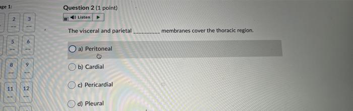 Solved age 1 Question 2 (1 point) 3 Listen 2 1 The visceral | Chegg.com