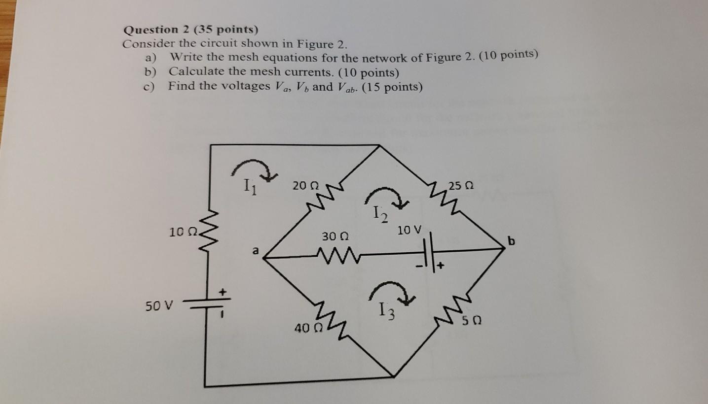 Solved Question 2 (35 points) Consider the circuit shown in | Chegg.com