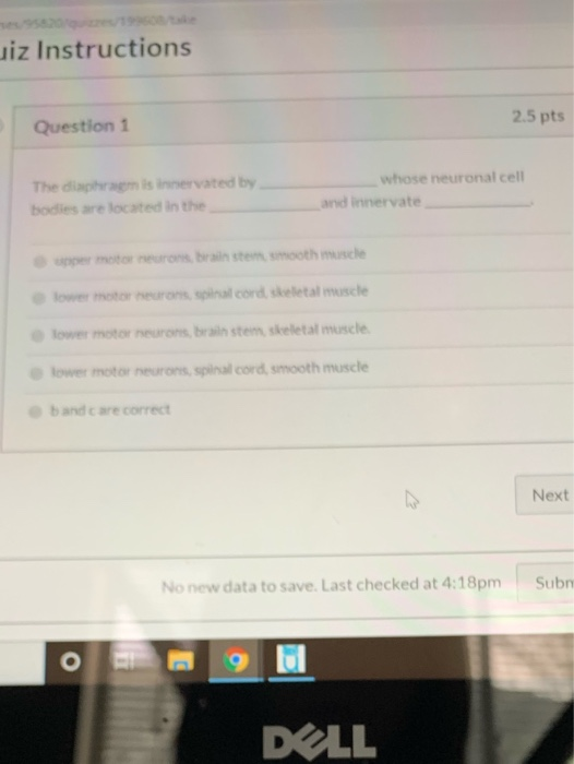 Solved uiz Instructions Question 1 2.5 pts The diaphragm is | Chegg.com