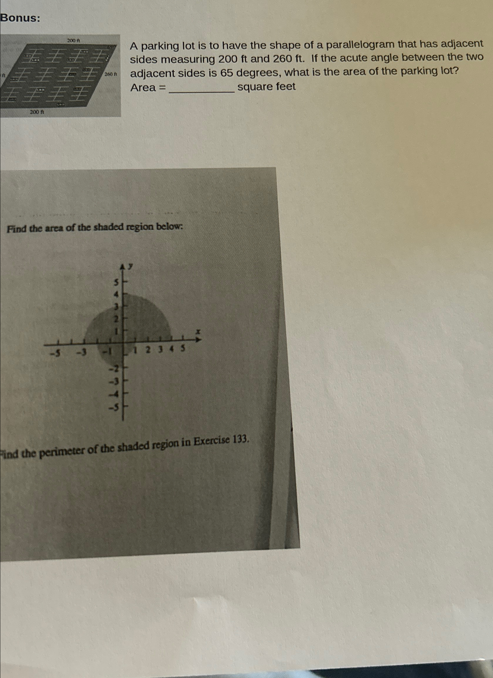 Solved Bonus:A parking lot is to have the shape of a | Chegg.com