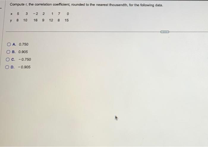 Solved Compute r, the correlation coefficient, rounded to | Chegg.com
