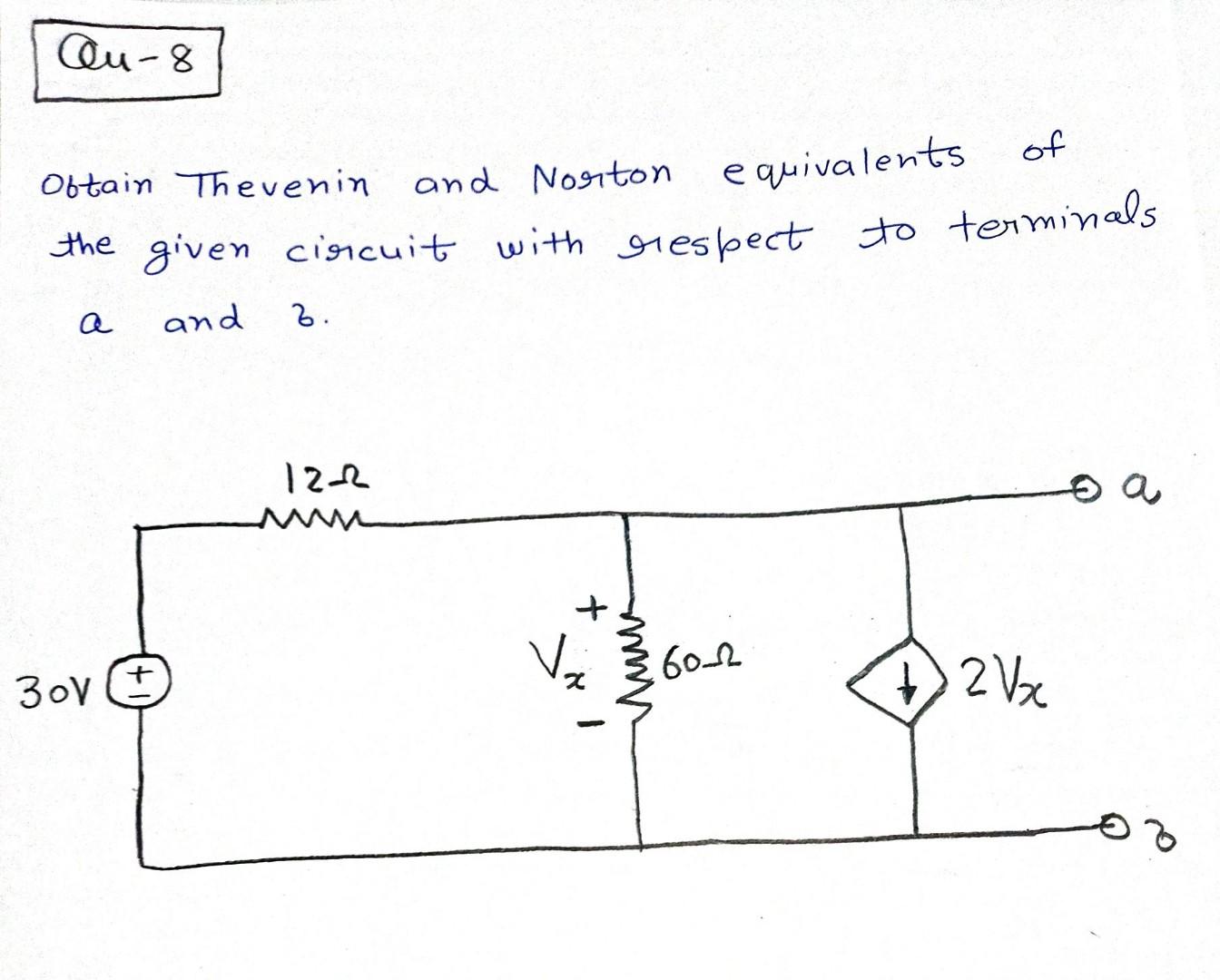 Solved Obtain Thevenin And Norton Equivalents Of The Given | Chegg.com