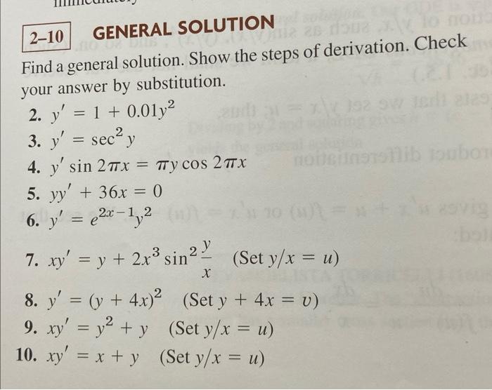 Solved --- = 2-10 GENERAL SOLUTION Find a general solution. | Chegg.com
