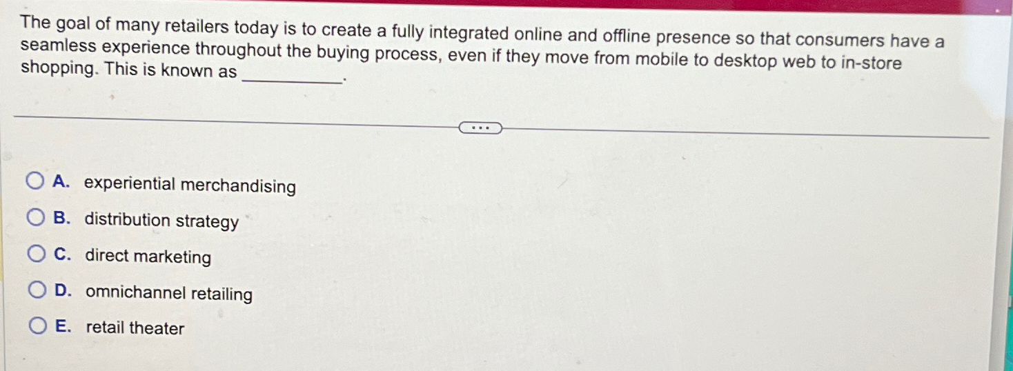 Solved The goal of many retailers today is to create a fully | Chegg.com