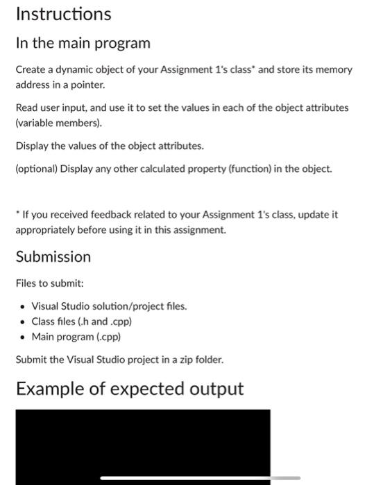Solved In the main program Create a dynamic object of your | Chegg.com