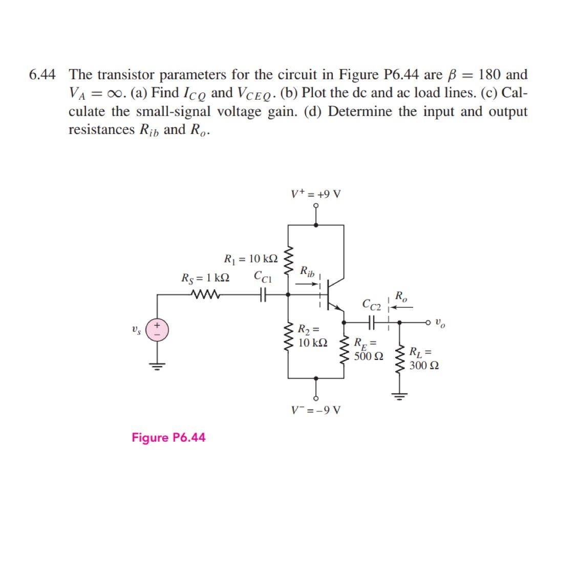 Solved 6.44 ﻿The transistor parameters for the circuit in | Chegg.com