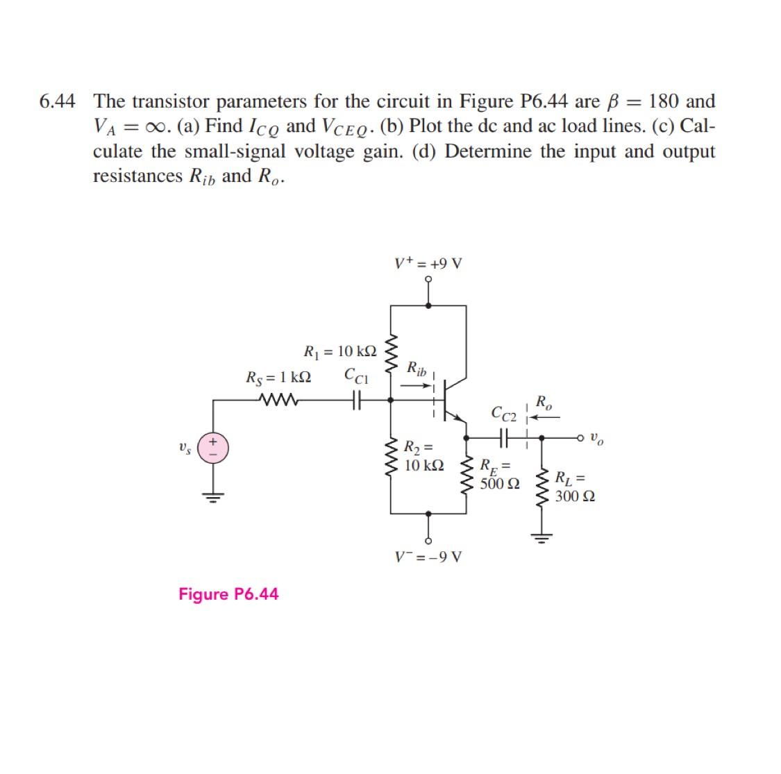 Solved 6.44 ﻿The Transistor Parameters For The Circuit In | Chegg.com