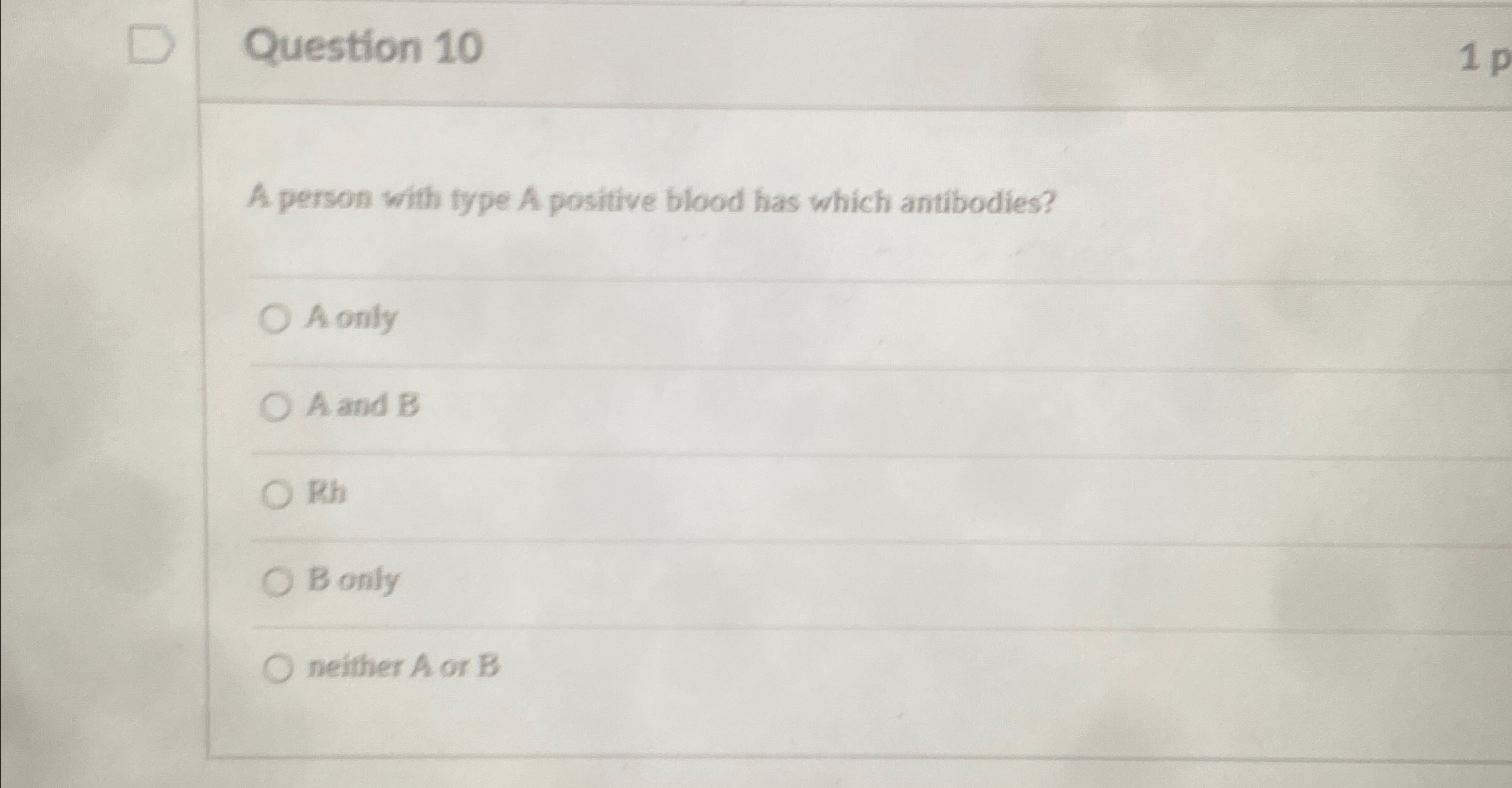 Solved Question 10A person with type A positive blood has | Chegg.com
