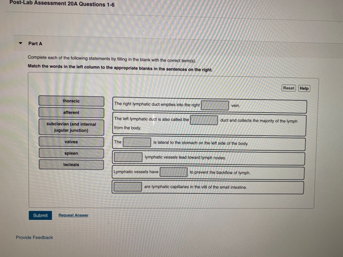 Solved Post-Lab Assessment 20A Questions 1-6 Part A Complete | Chegg.com