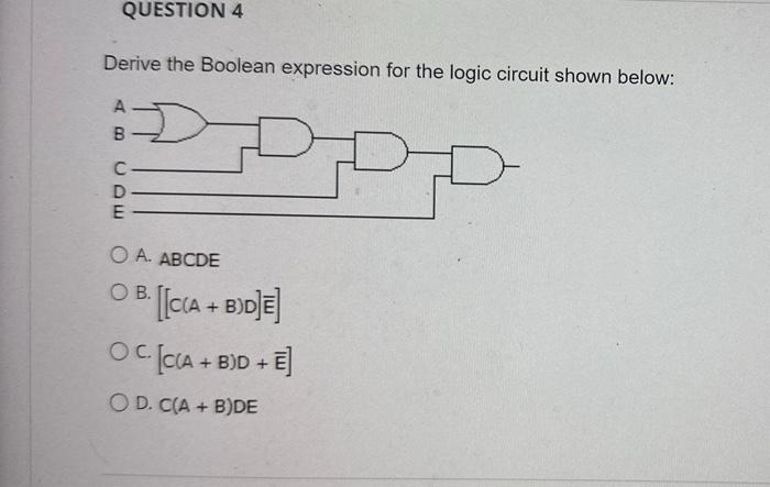 Solved Derive The Boolean Expression For The Logic Circuit | Chegg.com